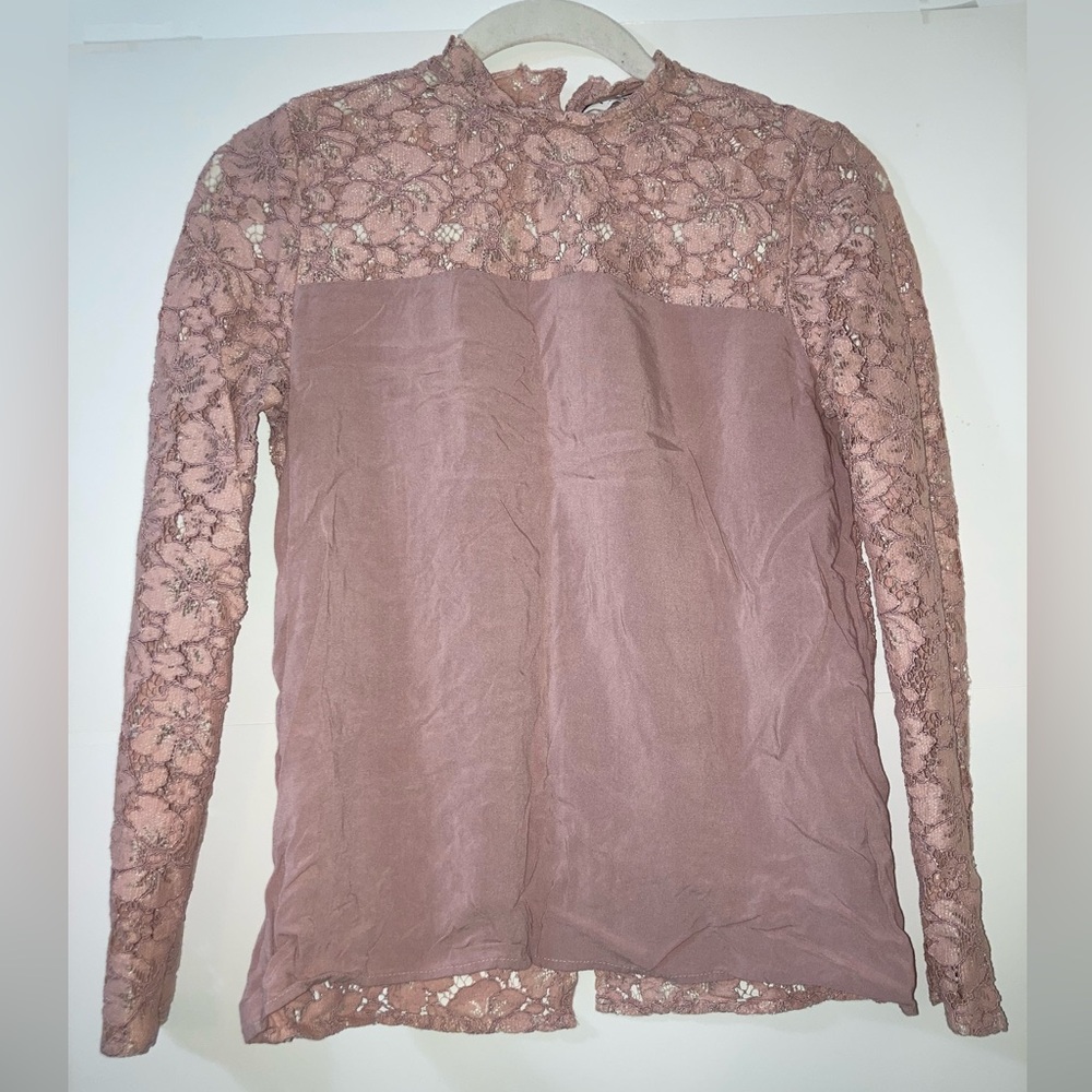NAF NAF soft pink Lace Long Sleeve Blouse size EU40